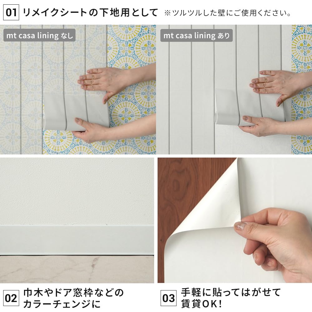 Amazon.co.jp: 壁紙屋本舗 マスキングテープ mt CASA lining マステ 白